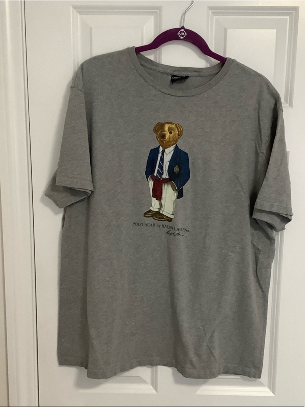 Ralph Lauren Grey Polo Bear Tee with Navy Blazer Graphic